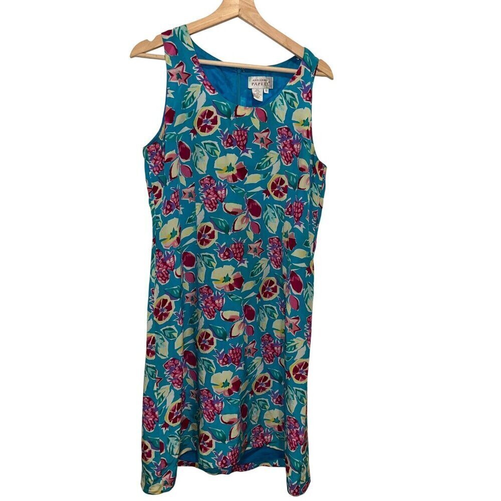 Adrianna Papell Womens SILK Floral Sleeveless Dress Size 12 Vibrant Print